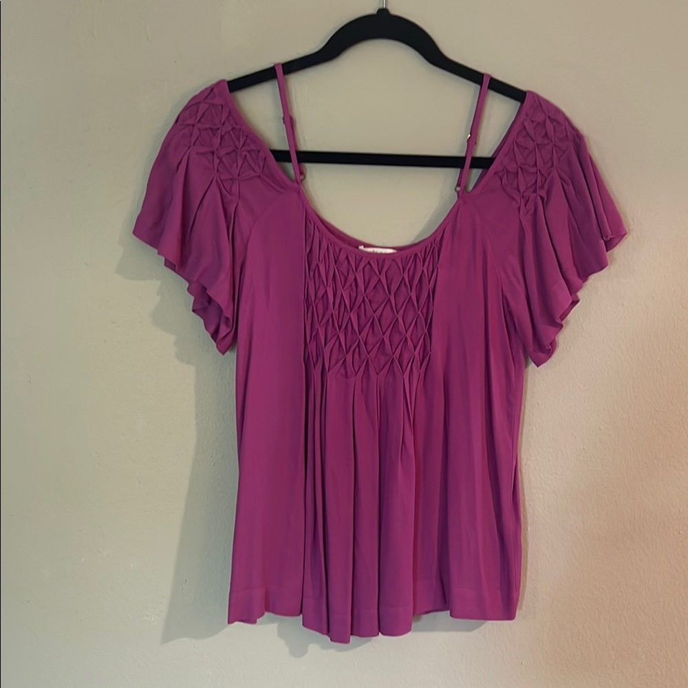 Ella Moss Women's Purple Blouse with Ruffle Sleeves